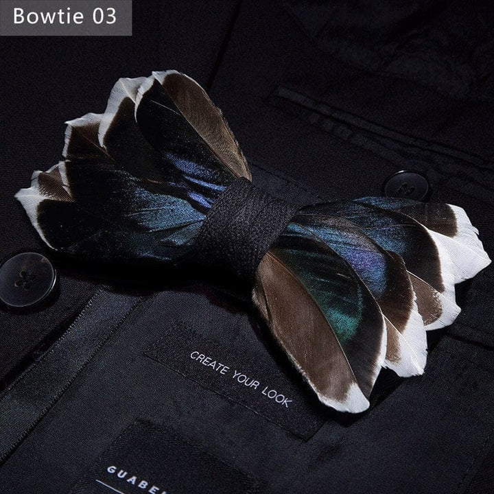 Original design feather bow exquisite handmade men's bow tie wedding party gift set BENNYS 