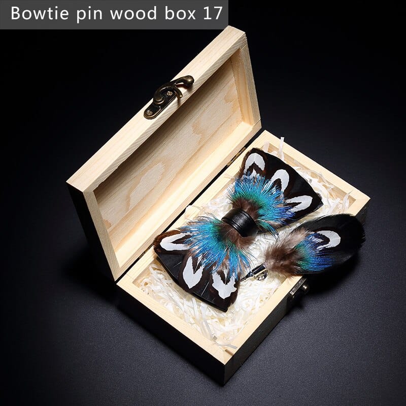 Original design feather bow exquisite handmade men's bow tie wedding party gift set BENNYS 