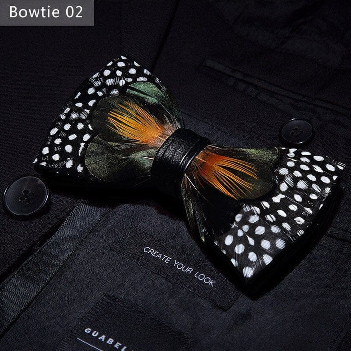 Original design feather bow exquisite handmade men's bow tie wedding party gift set BENNYS 