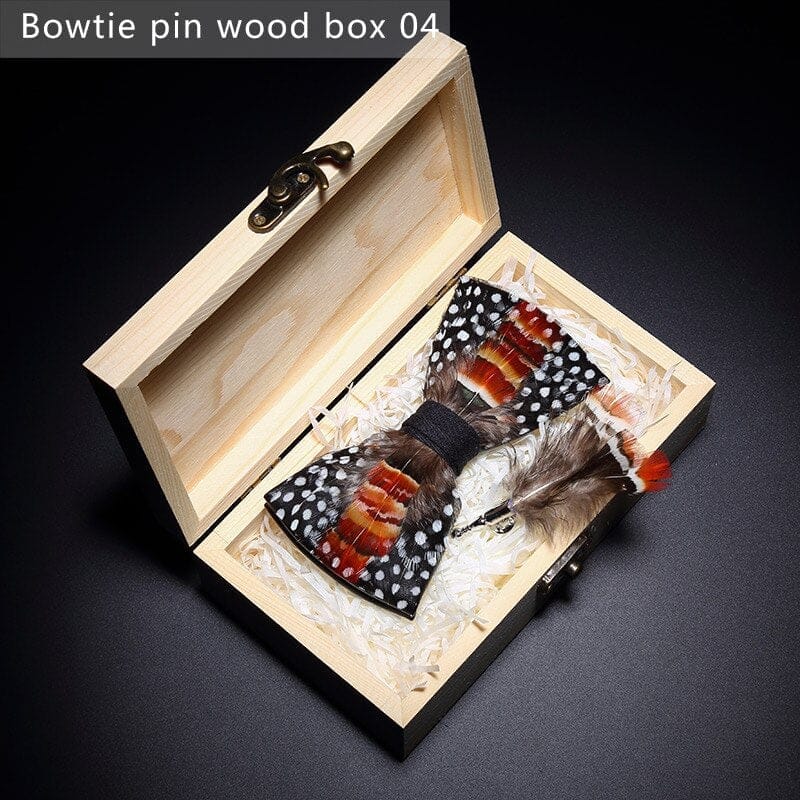 Original design feather bow exquisite handmade men's bow tie wedding party gift set BENNYS 