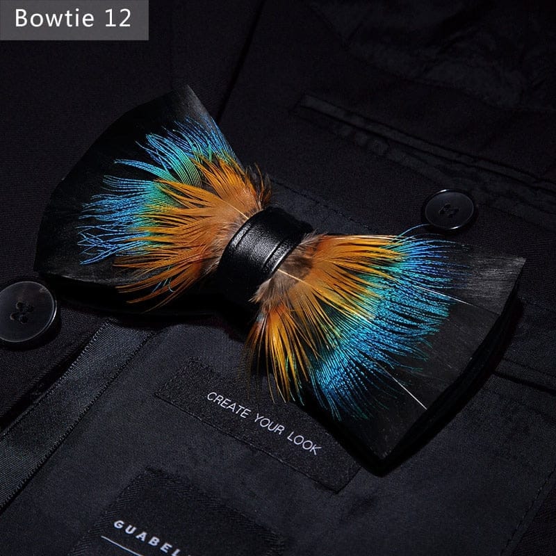 Original design feather bow exquisite handmade men's bow tie wedding party gift set BENNYS 