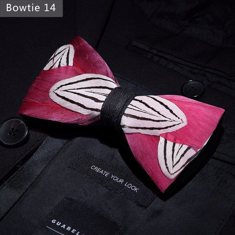 Original design feather bow exquisite handmade men's bow tie wedding party gift set BENNYS 