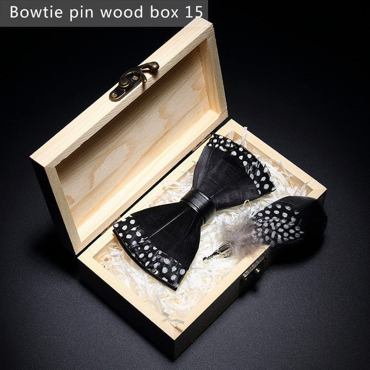 Original design feather bow exquisite handmade men's bow tie wedding party gift set BENNYS 