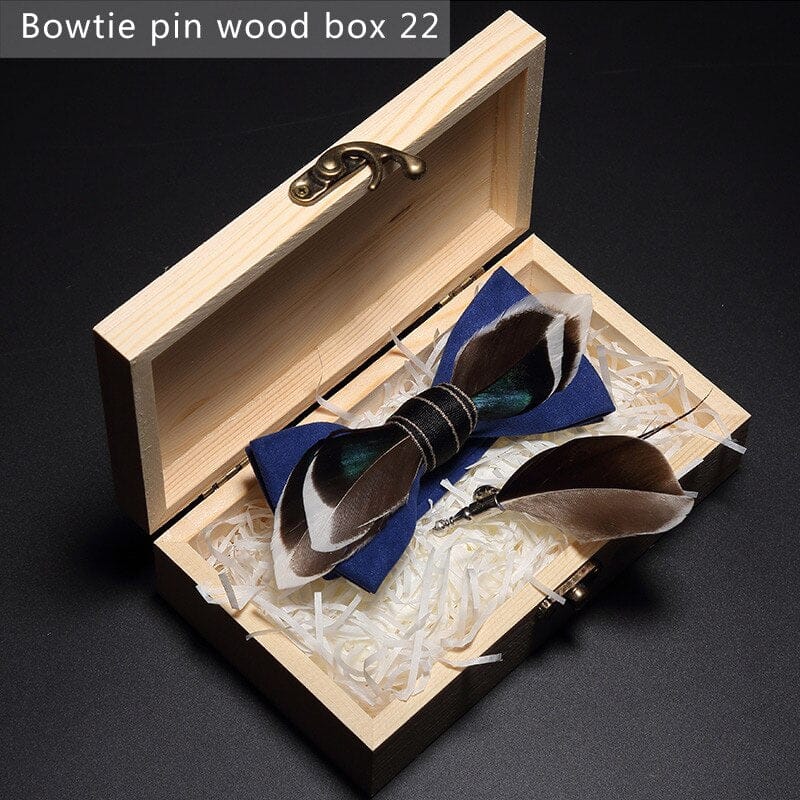 Original design feather bow exquisite handmade men's bow tie wedding party gift set BENNYS 