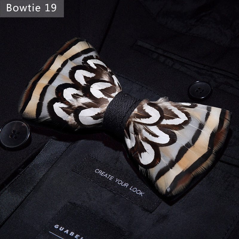 Original design feather bow exquisite handmade men's bow tie wedding party gift set BENNYS 