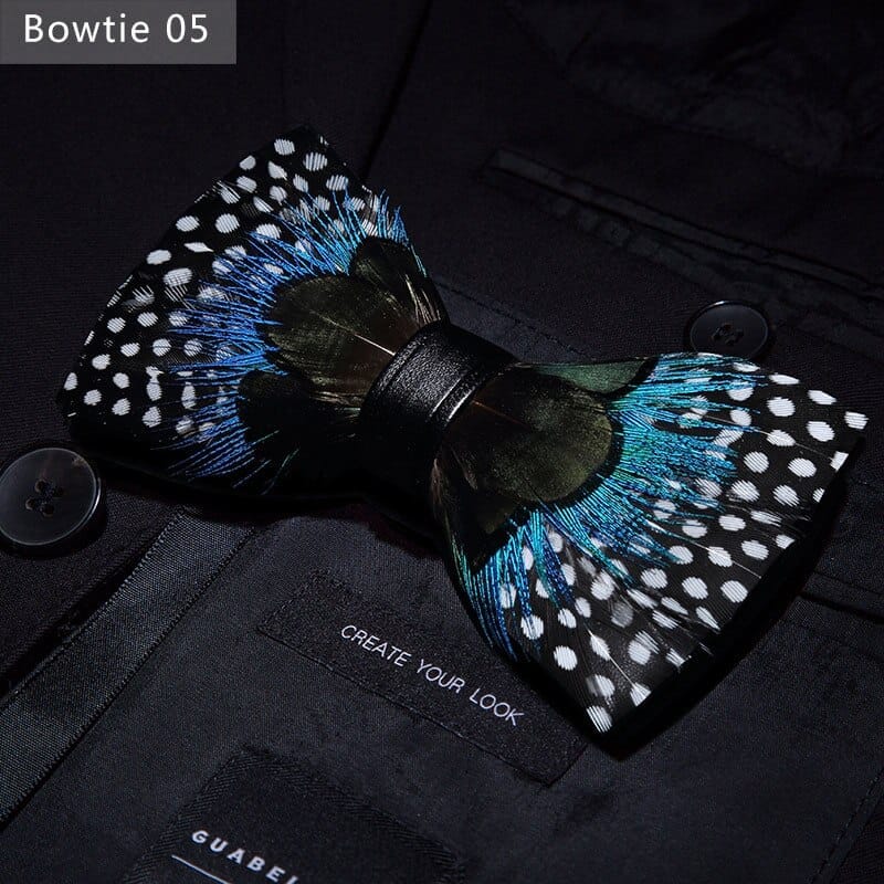 Original design feather bow exquisite handmade men's bow tie wedding party gift set BENNYS 