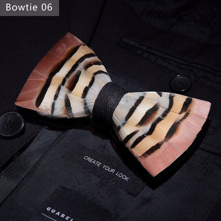 Original design feather bow exquisite handmade men's bow tie wedding party gift set BENNYS 