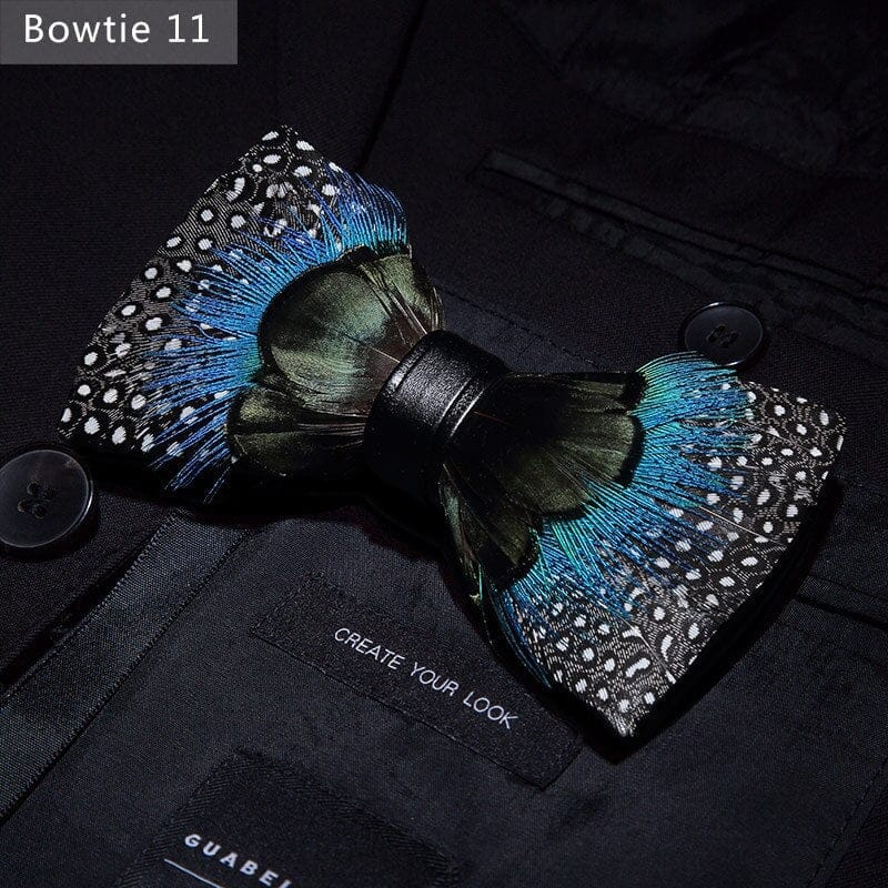 Original design feather bow exquisite handmade men's bow tie wedding party gift set BENNYS 