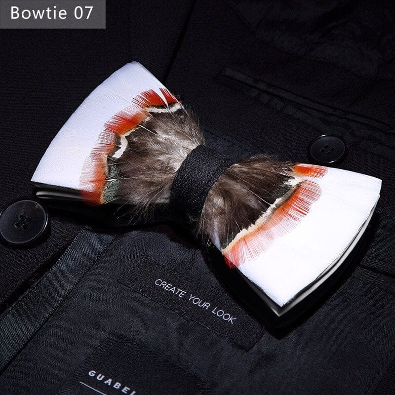 Original design feather bow exquisite handmade men's bow tie wedding party gift set BENNYS 