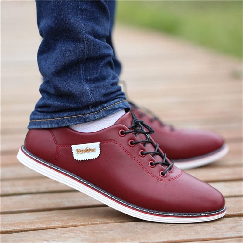 Mens red best sale casual shoes