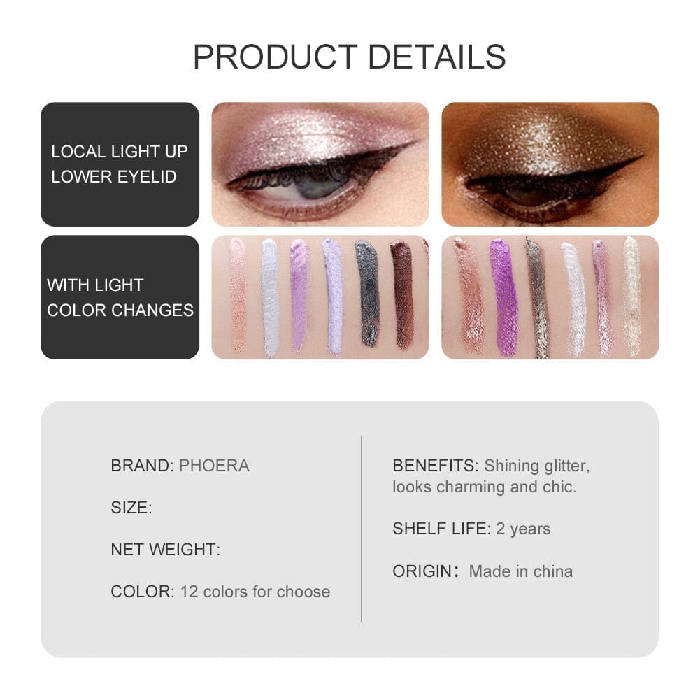 PHOERA Liquid Eyeshadow Metallic Diamond Shiny Pigmented Eye Shadow BENNYS 