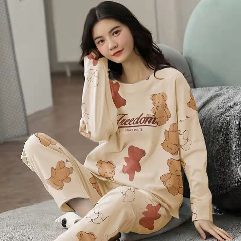 Pajamas Set Women Cute Cartoon Print Sleepwear 2 Piece Lounge Sets – Bennys  Beauty World
