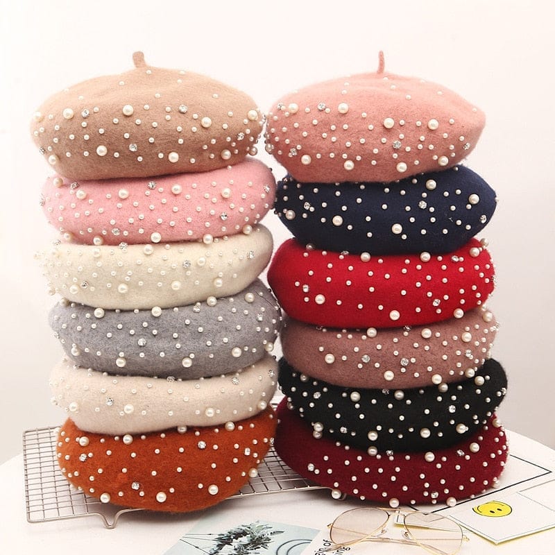 Pearl Beret Hat for Women  Winter Retro French Vintage Cap BENNYS 