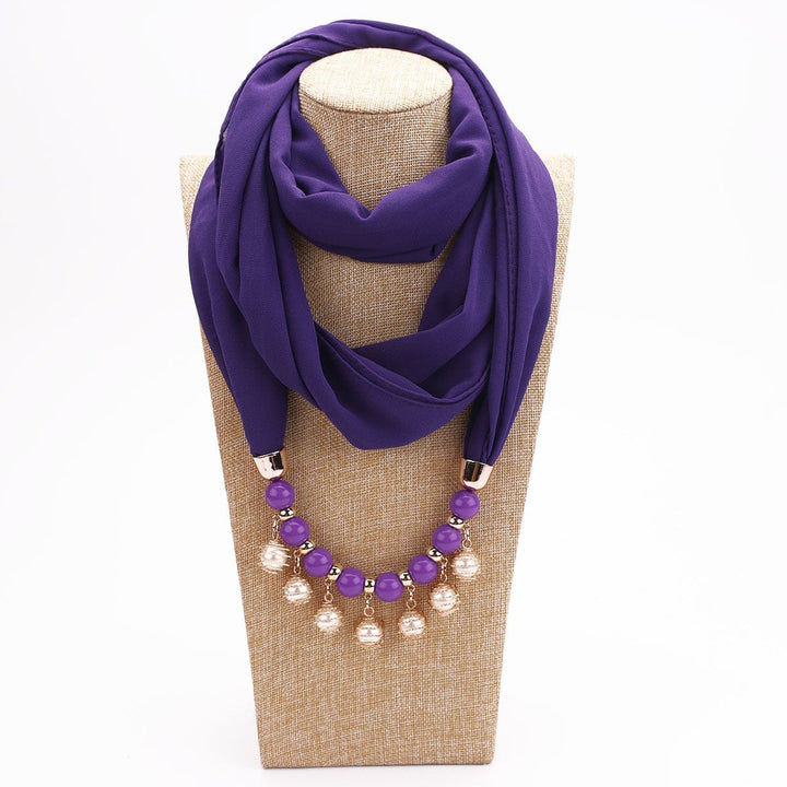 Pearl Chiffon Necklace Scarf Bib Sunscreen Women BENNYS 