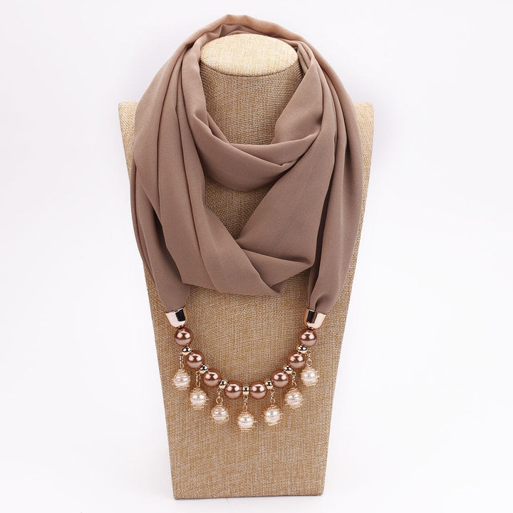 Pearl Chiffon Necklace Scarf Bib Sunscreen Women BENNYS 