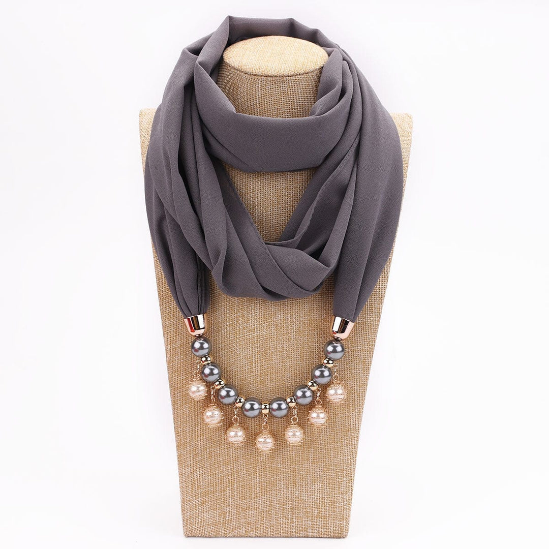 Pearl Chiffon Necklace Scarf Bib Sunscreen Women BENNYS 