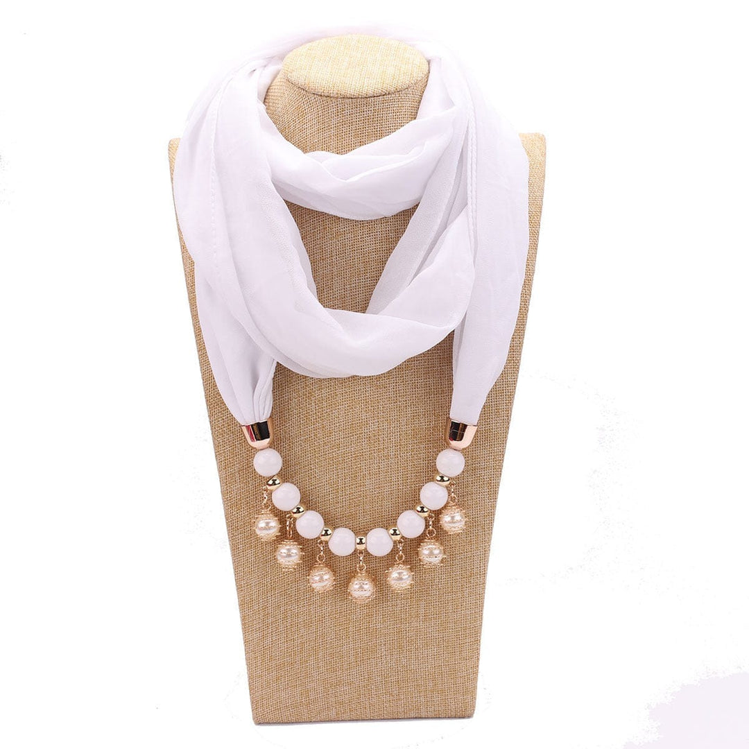 Pearl Chiffon Necklace Scarf Bib Sunscreen Women BENNYS 