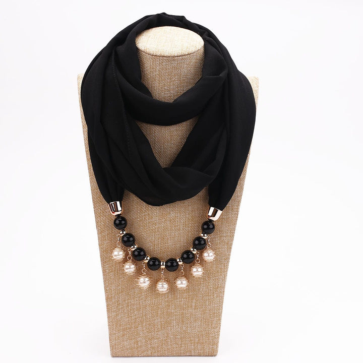 Pearl Chiffon Necklace Scarf Bib Sunscreen Women BENNYS 