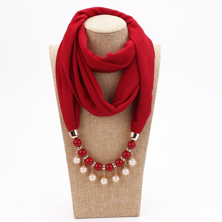 Pearl Chiffon Necklace Scarf Bib Sunscreen Women BENNYS 