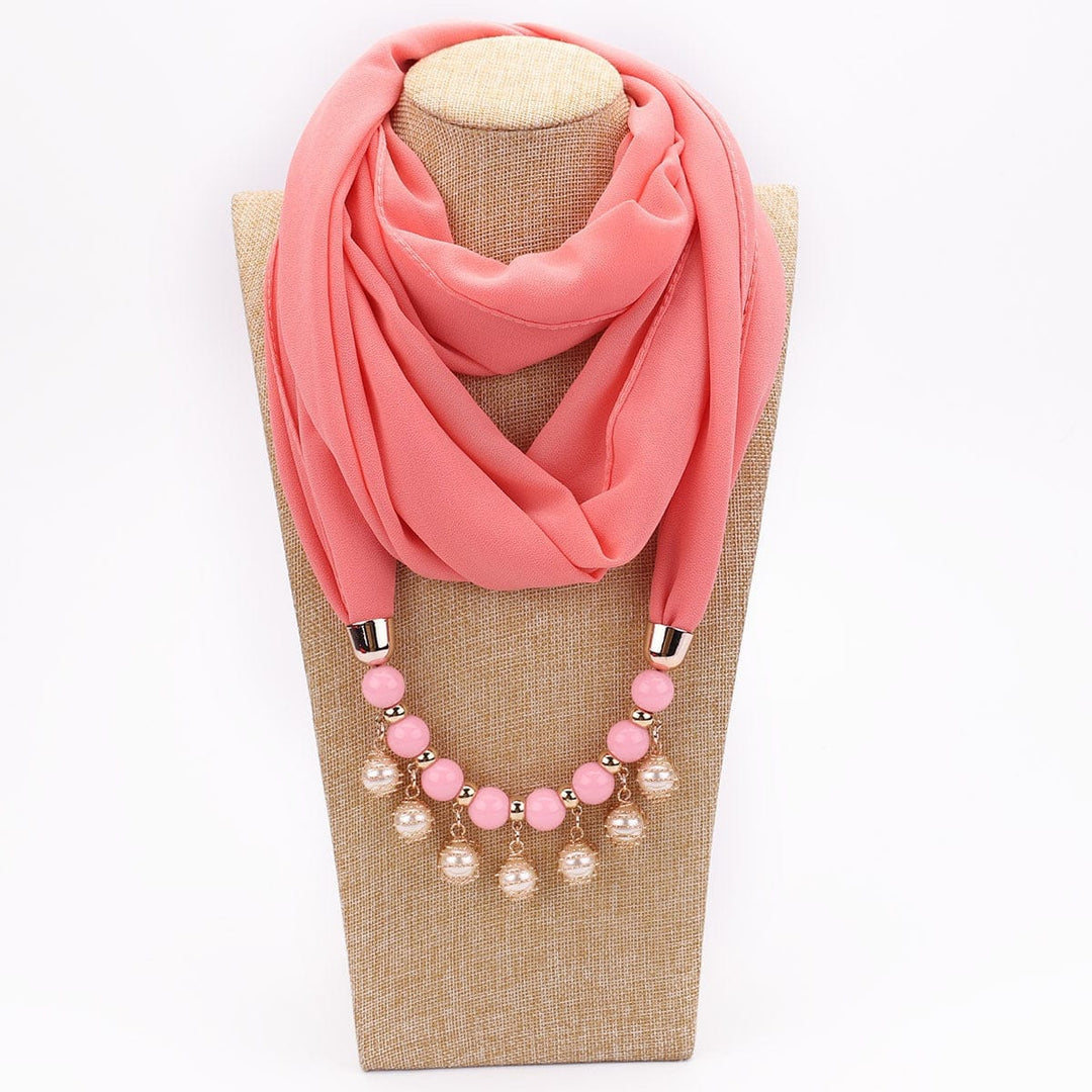 Pearl Chiffon Necklace Scarf Bib Sunscreen Women BENNYS 