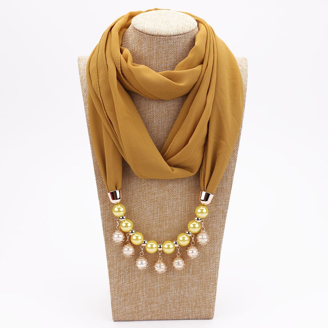 Pearl Chiffon Necklace Scarf Bib Sunscreen Women BENNYS 