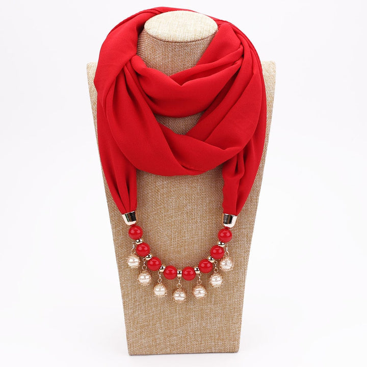 Pearl Chiffon Necklace Scarf Bib Sunscreen Women BENNYS 