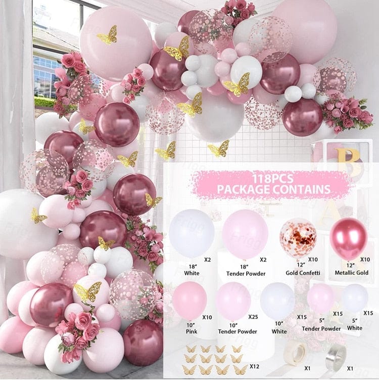 Pink Balloon Garland Arch Kit Happy Birthday Party Decoration For Kids BENNYS 
