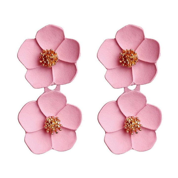 Pink Color Flower Drop Summer Earrings for Women BENNYS 