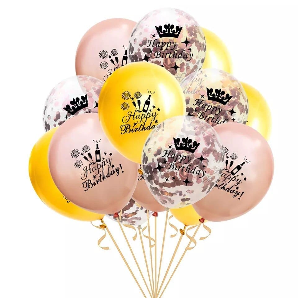 Pink Rose Gold Birthday Decoration Balloons BENNYS 
