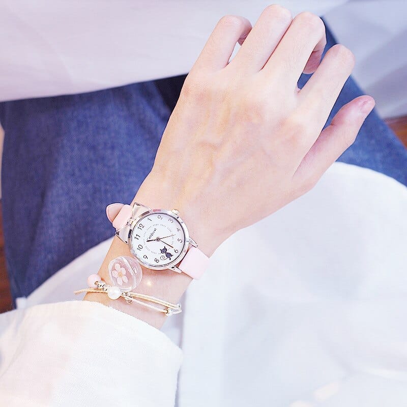 Pink Watches For Baby Girls Cat Quartz Wristwatch BENNYS 