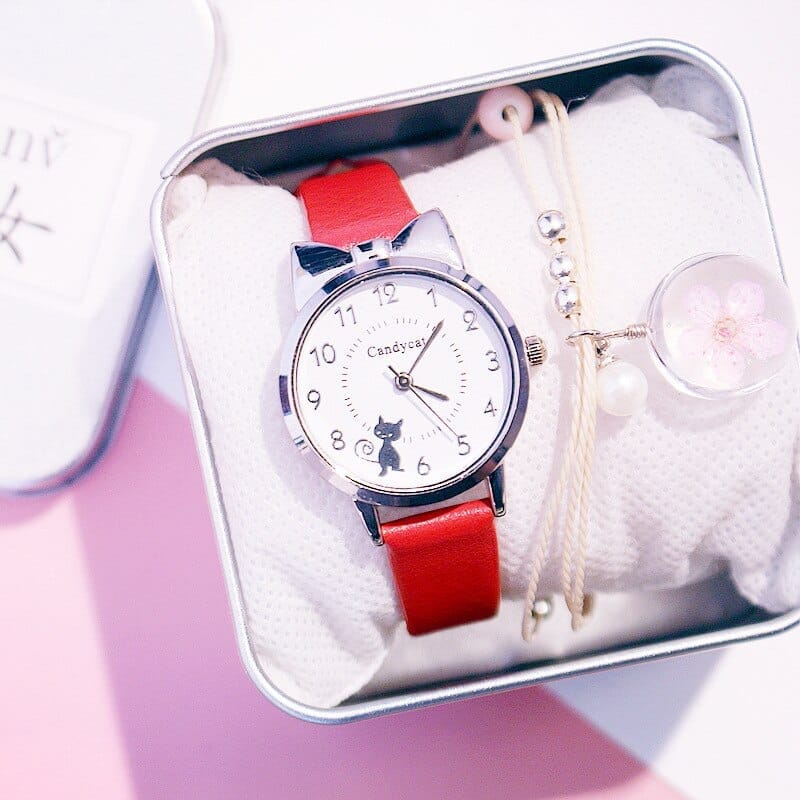 Pink Watches For Baby Girls Cat Quartz Wristwatch BENNYS 