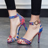 Plaid High Sandals Women Cross-Tied Heels Ladies Ankle Strap Lace Up Shoes BENNYS 