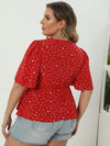 Plus Size 4XL Peplum  Red Floral T-shirt For Women BENNYS 