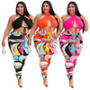 Plus Size 5xl Summer Outfits Sexy Lace Up Top Print Sweatpants BENNYS 