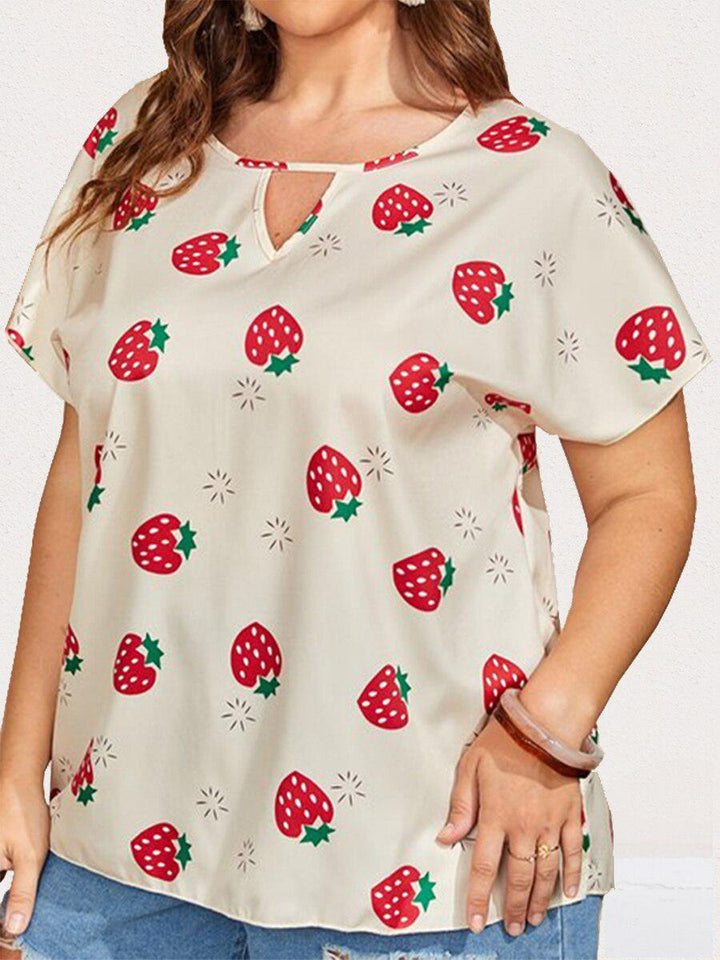 Plus Size Blouses Strawberry Print Batwing Sleeve Blouse For Women BENNYS 