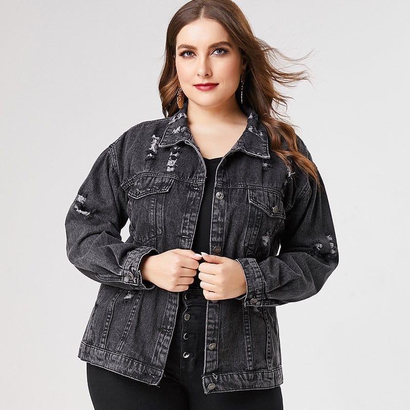 Plus size denim jacket on sale womens