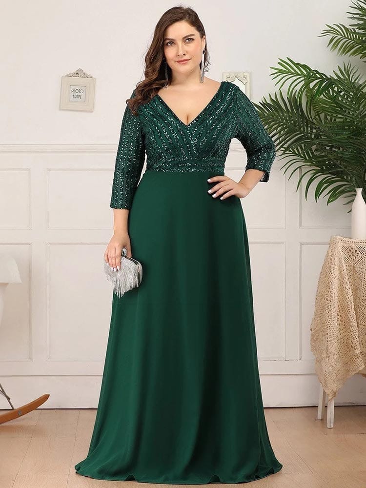 Plus size dark green hot sale dress