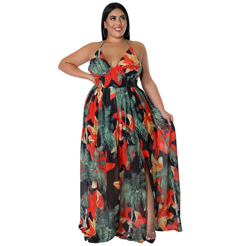 Plus Size Dresses Women Printed Maxi Summer Holiday Dress – Bennys Beauty  World
