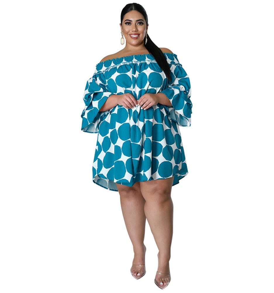 Plus size off online the shoulder summer dress