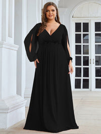 PlSize  Elegant A LINE V-Neck Full Sleeve Women's Dress BENNYS 