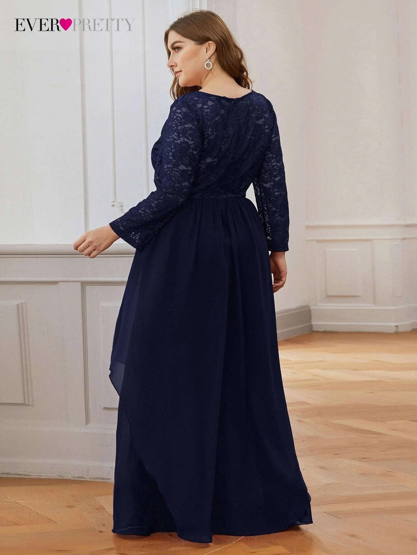 PlSize Elegant Evening Dresses Long A LINE O Neck Full sleeve