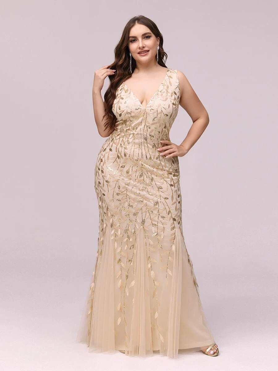 Gold shimmer dress plus 2024 size