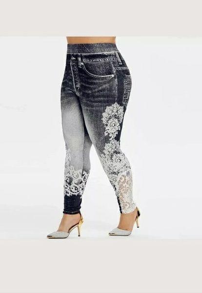 Plus Size Lace Print Elastic Waist Casual Leggings/Yoga Pants BENNYS 