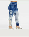 Plus Size Lace Print Elastic Waist Casual Leggings/Yoga Pants BENNYS 