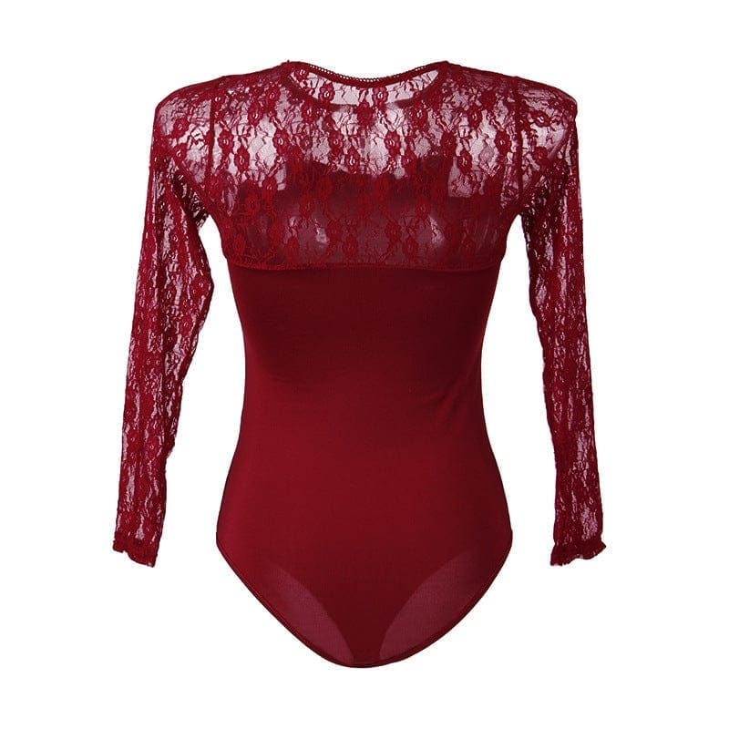 Plus Size  Lingerie Long-sleeved Lace Jumpsuit Perspective BENNYS 