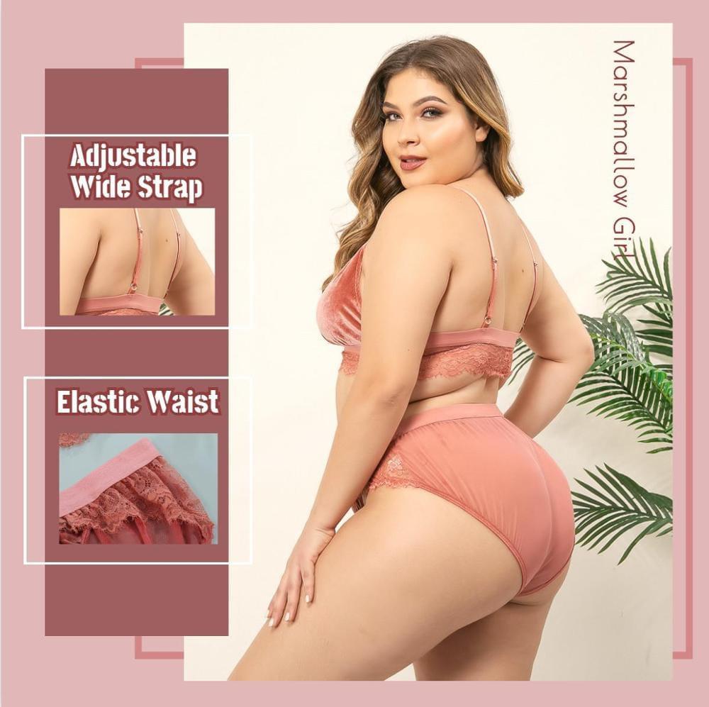 Plus Size Lingerie Sexy Velvet Wireless Bra And Cotton Panty – Bennys  Beauty World