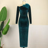 PlSize One Shoulder Velvet Sequin Long Maxi Dress 4XL BENNYS 