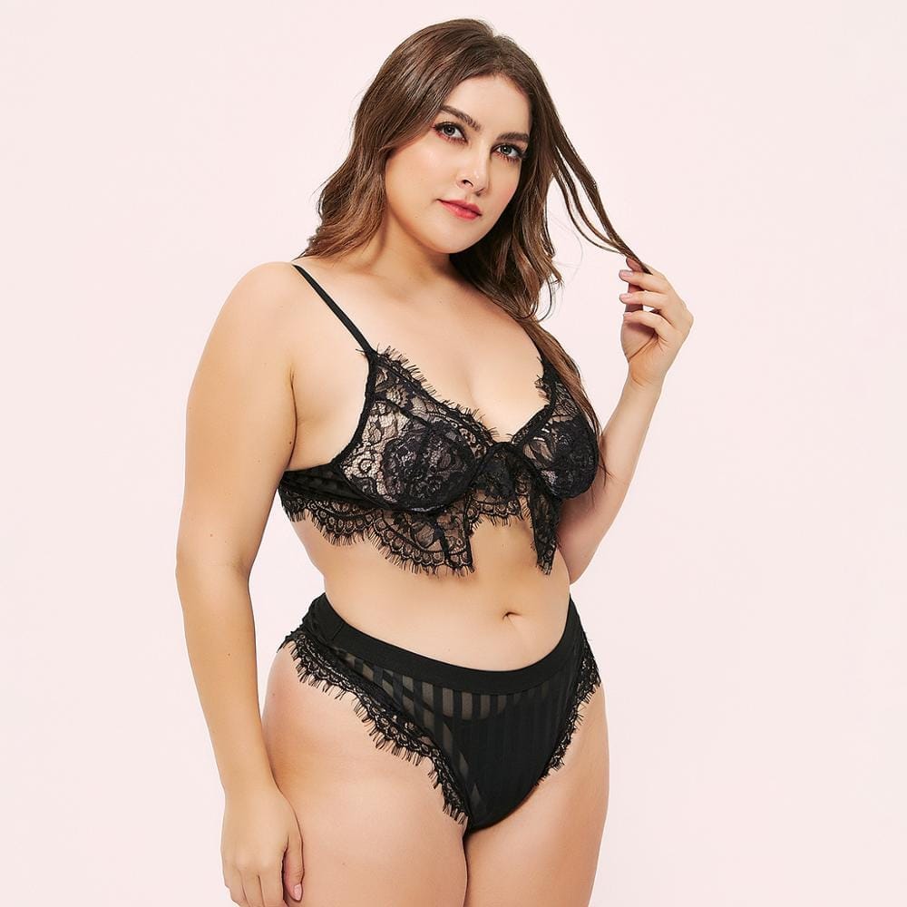 Plus Size Sexy lingerie Plus Size Bra and Panty Lace Underwear