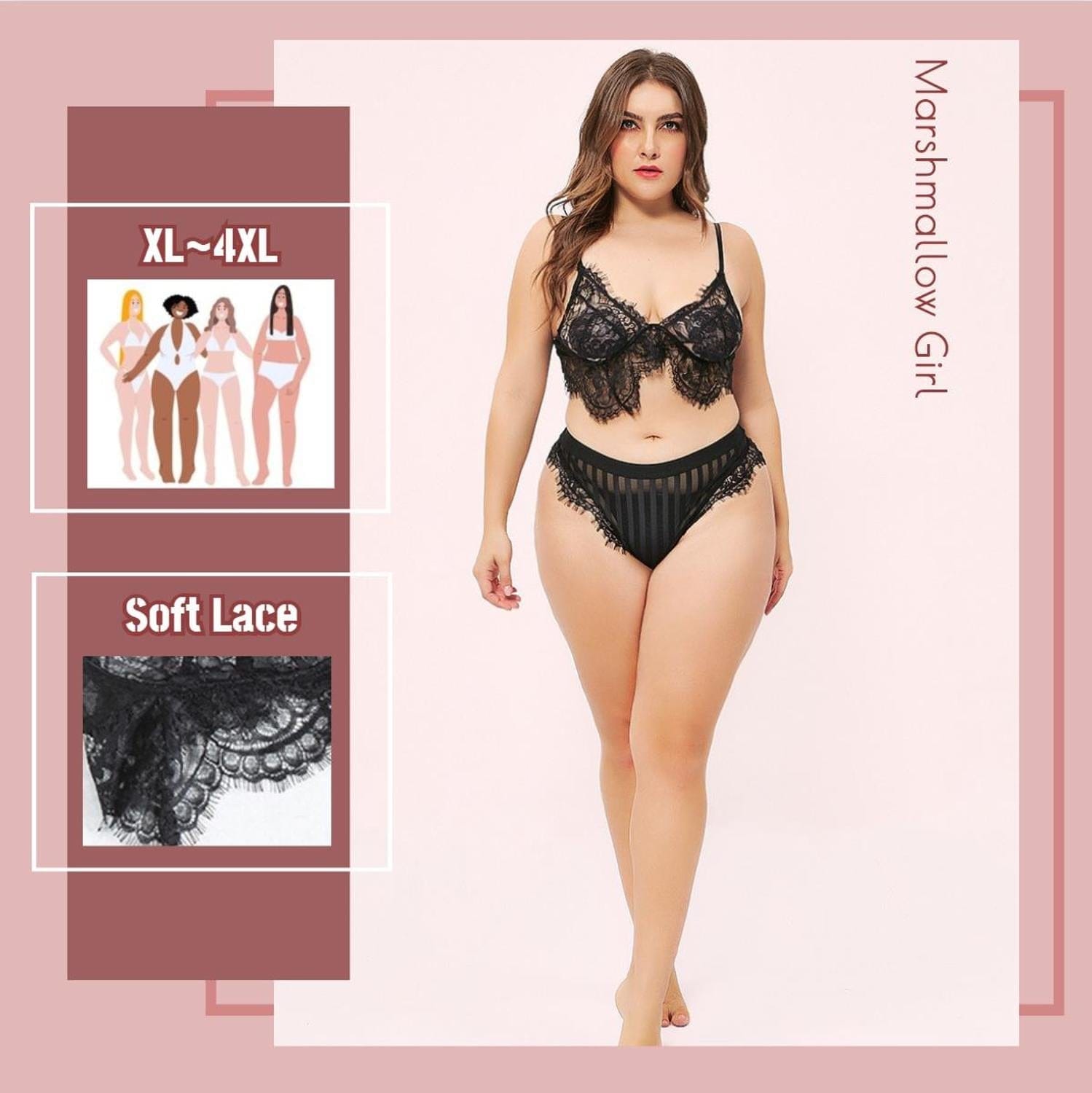 Lingerie sexy grande taille Soutien gorge et culotte grande taille