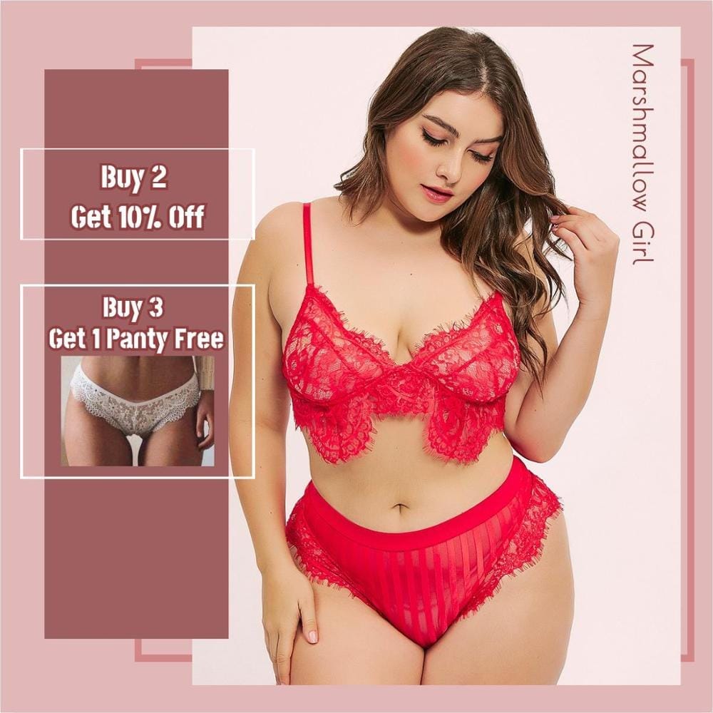 Plus Size Sexy lingerie Plus Size Bra and Panty Lace Underwear